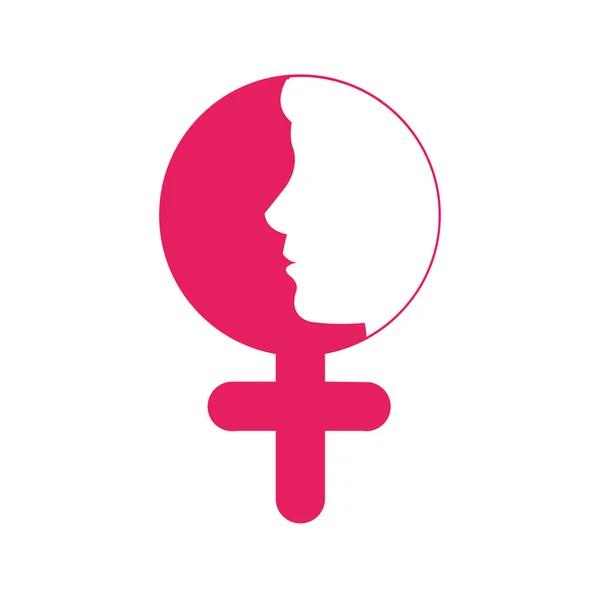 Contour coloré femme avec des cheveux à l'intérieur signe féminin — Image vectorielle