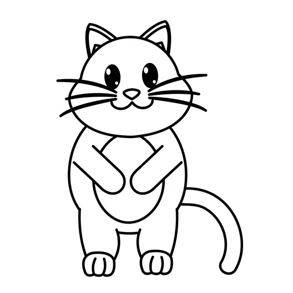Línea adorable y lindo gato animal carácter — Archivo Imágenes Vectoriales