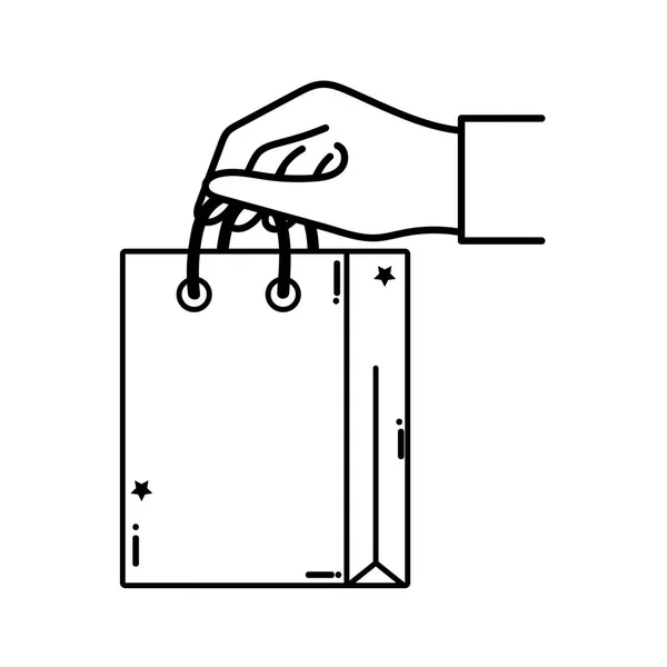 Лінія рука з магазином торгової сумки — стоковий вектор