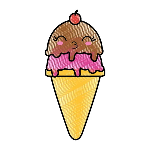 Ice Cream Sweet Dessert Food Theme Isolated Design Vector Illustration — Stock Vector