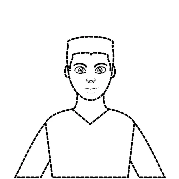 Prickade formen avatar man med frisyr och skjorta design — Stock vektor