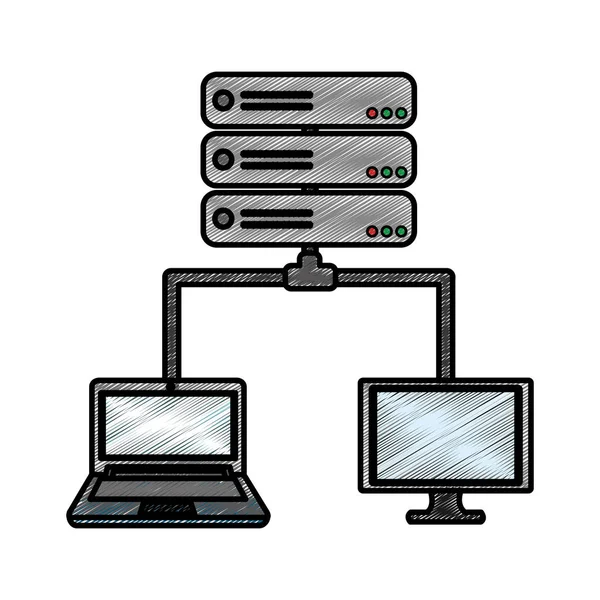 Web Hosting Data Center Tema Base Design Isolato Illustrazione Vettoriale — Vettoriale Stock