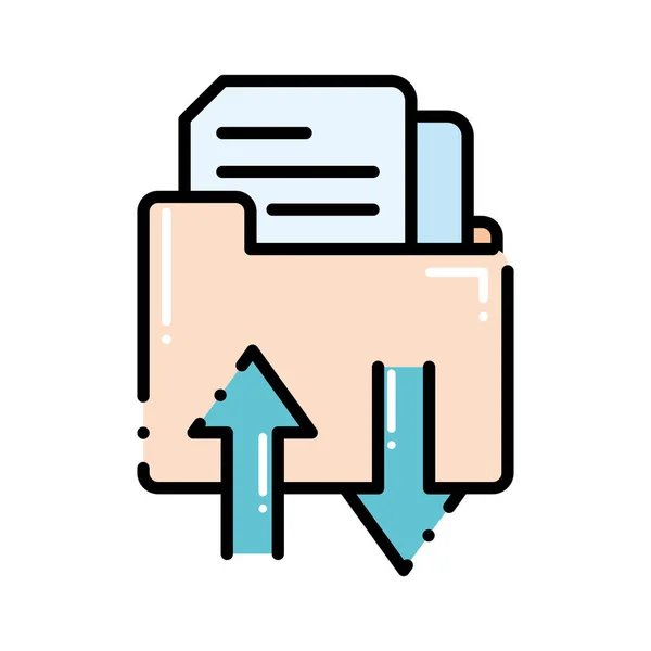 Carpeta de archivo de línea discontinua con información de documentos de carga — Vector de stock