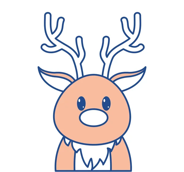 Line color adorable reindeer cute animal character — Stock Vector