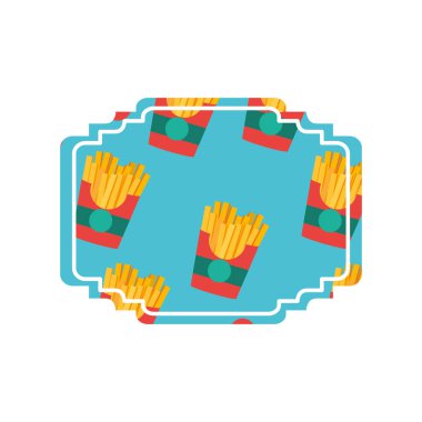 Patates kızartması etiket lokanta kentsel ve lezzetli menü Tema izole tasarım vektör çizim