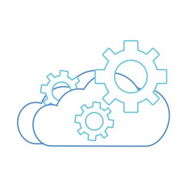 Bulut depolama teknolojisi ve sanal Tema izole tasarım vektör çizim bilgisayar