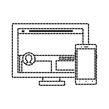 Bilgisayar ve smartphone aygıt becerikli alet ve teknoloji Tema izole tasarım vektör çizim