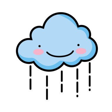 Hava yağmur kawaii mutlu bulut