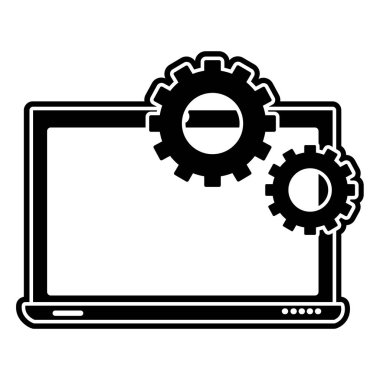 siluet ekran dizüstü bilgisayar teknolojisi vites işlemi ile