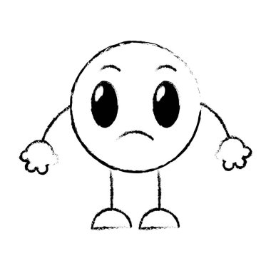 Grunge üzgün emoji ifade kolları ve bacakları ile