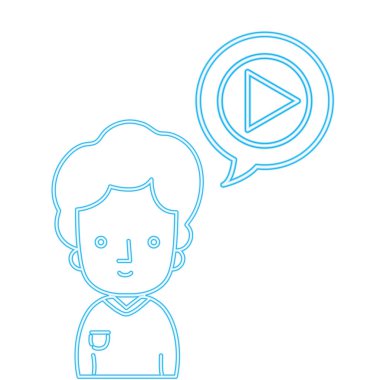 renk siluet adam t-shirt ve video sohbet kabarcık içinde