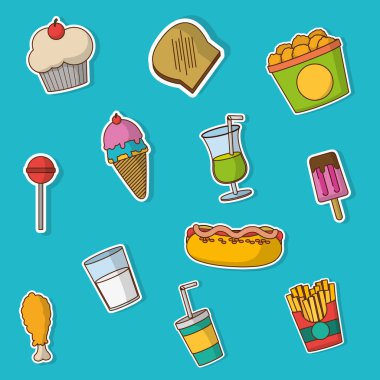 Tasarım Fast food Icon set