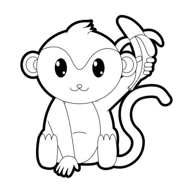 muz el ile anahat sevimli maymun vahşi hayvan