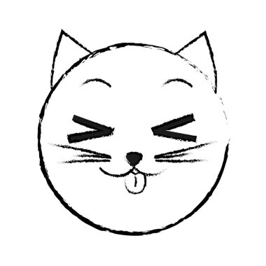 Grunge komik kedi yüz emoji ifade