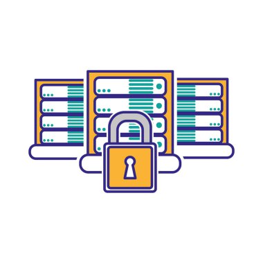 Veri Merkezi barındırma web ve Tema izole tasarım vektör çizim temel