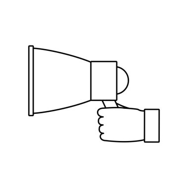 Amplifer hoparlör megafon megafon ve Tema izole tasarım vektör çizim duyurdu