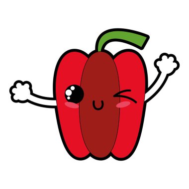 Biber sebze sağlıklı ve organik gıda Tema izole tasarım vektör çizim