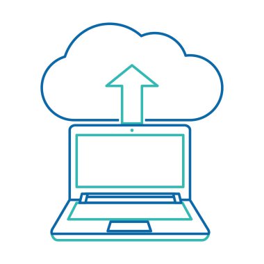 Bulut depolama teknolojisi ve sanal Tema izole tasarım vektör çizim bilgisayar