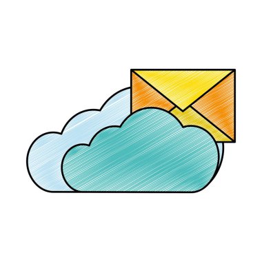 Bulut depolama teknolojisi ve sanal Tema izole tasarım vektör çizim bilgisayar