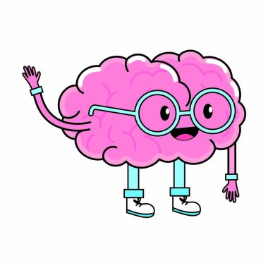 Beyin karikatür ruh sağlığı Tema izole tasarım vektör çizim