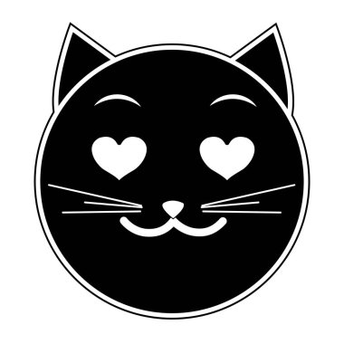 siluet kedi yüz emoji ifade âşık