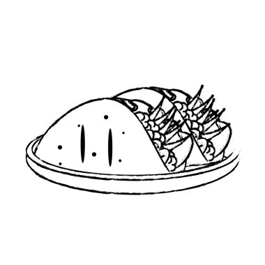 Meksika yemeği ve geleneksel yemekleri Tema izole tasarım vektör çizim börek