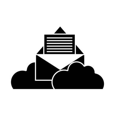 siluet e-posta mektubu belge bilgi ve bulutlar
