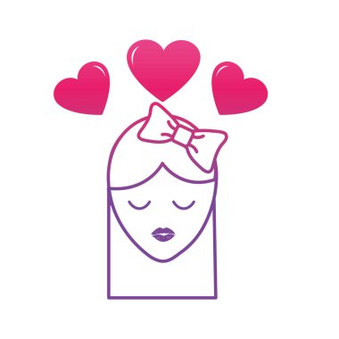 şerit yay saç modeli ve kalpleri ile bozulmuş hat kız