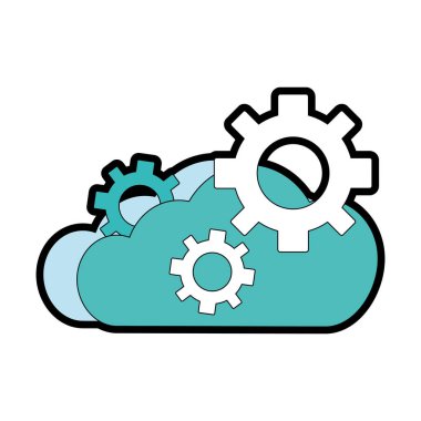 Bulut depolama teknolojisi ve sanal Tema izole tasarım vektör çizim bilgisayar