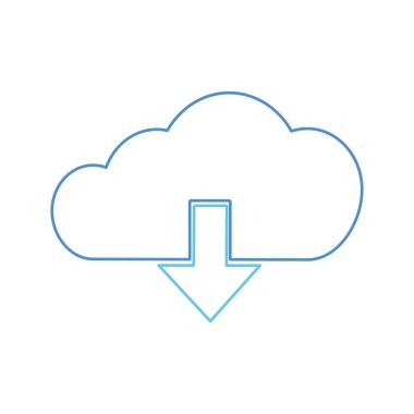 Bulut depolama teknolojisi ve sanal Tema izole tasarım vektör çizim bilgisayar