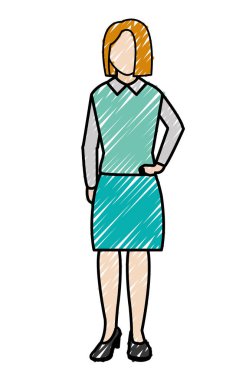 bluz ve etek tasarımı ile şık kadın doodle