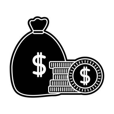 siluet para torba Pezosu sembolü ve para ile