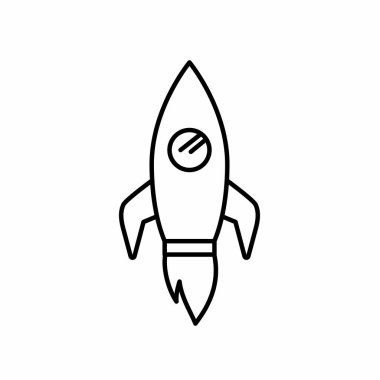 Simge uzay uçak roket ve Tema kadar izole tasarım vektör çizim başlatmak
