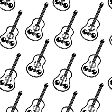 Müzik ve ses Tema izole tasarım vektör çizim gitar