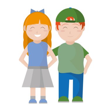 Erkek ve kız çocuk karikatür tasarım