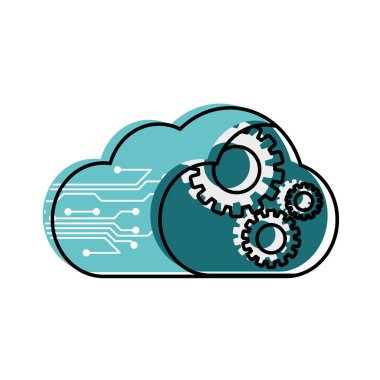 Bulut depolama teknolojisi ve sanal Tema izole tasarım vektör çizim bilgisayar