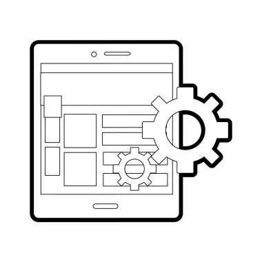 Tablet cihaz becerikli alet ve teknoloji Tema izole tasarım vektör çizim