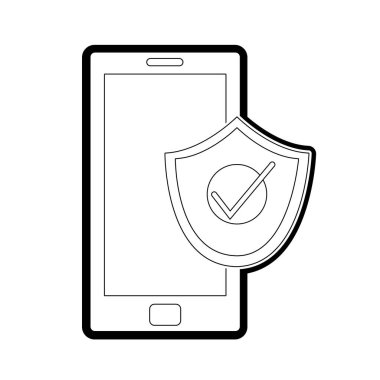 satır smartphone teknoloji ile kalkan güvenlik simgesi