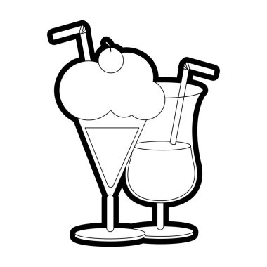 Kokteyl ve milkshake içki içecek ve menü Tema izole tasarım vektör çizim