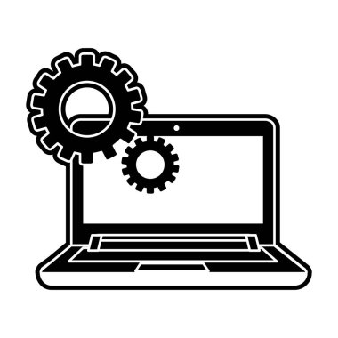 Laptop-in aygıt becerikli alet ve teknoloji Tema izole tasarım vektör çizim