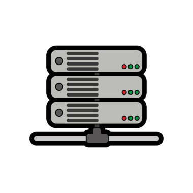 Veri Merkezi barındırma web ve Tema izole tasarım vektör çizim temel