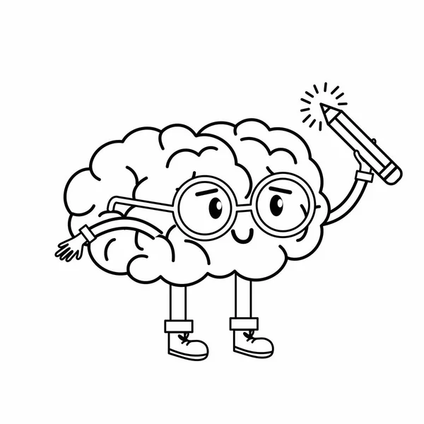 Caricatura Cerebral Del Tema Salud Mental Diseño Aislado Ilustración Vectorial — Vector de stock