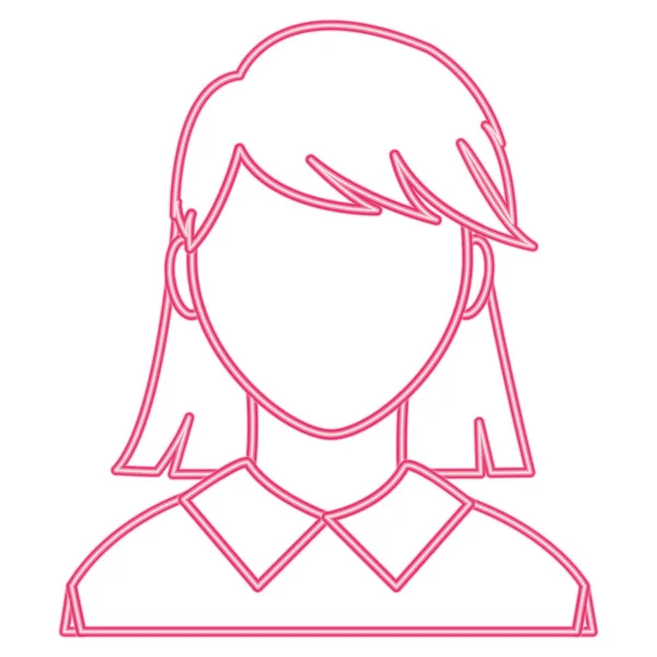 Néon ligne avatar femme avec chemisier sans visage et élégant — Image vectorielle