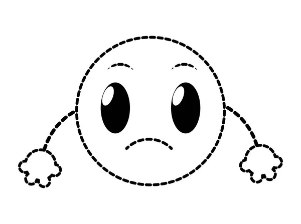 Forma punteada expresión de cara emoji triste con brazos — Archivo Imágenes Vectoriales