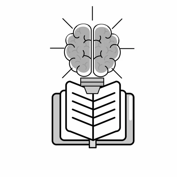 Brain Bulb Book Mental Health Theme Isolated Design Vector Illustration — Stock Vector