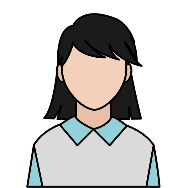 Ligne couleur avatar femme avec chemisier sans visage et élégant — Image vectorielle
