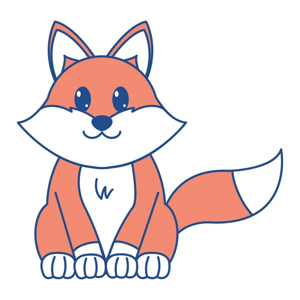 Linii kolor fox Ładna dzikich zwierząt znaków — Wektor stockowy