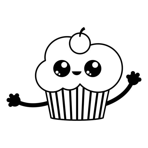 Cupcake Sobremesa Doce Padaria Tema Design Isolado Ilustração Vetorial — Vetor de Stock