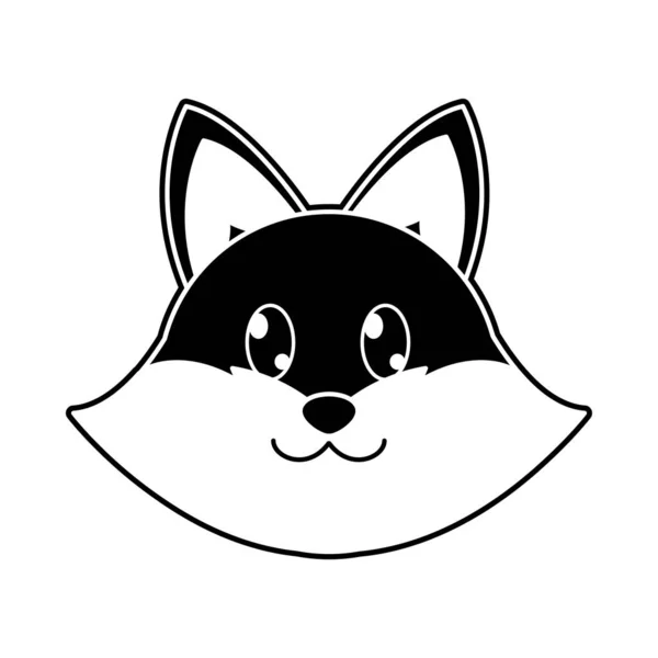 Silhouette fox head cute animal character — Stock Vector