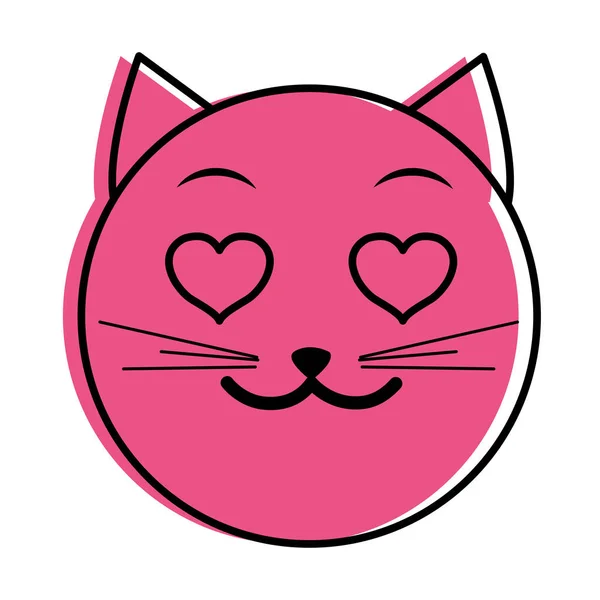 Przeniesiony kolor zakochany kota twarz wyrażenie emoji — Wektor stockowy